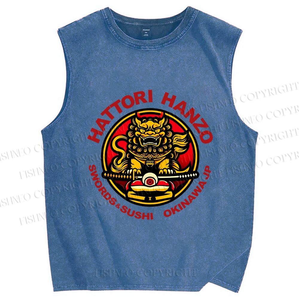 Unisex Hattori Hanzo Printed Washed Tank Top