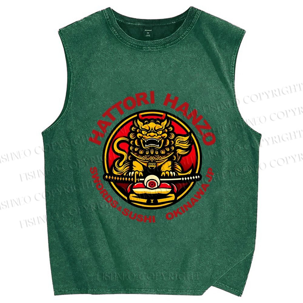 Unisex Hattori Hanzo Printed Washed Tank Top