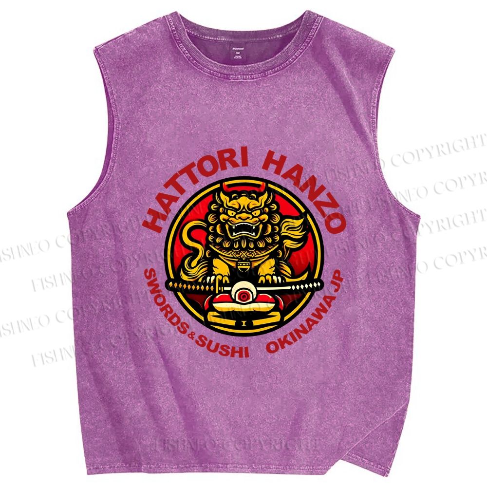 Unisex Hattori Hanzo Printed Washed Tank Top
