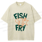 Unisex Fish Fry Printed Washed Tee