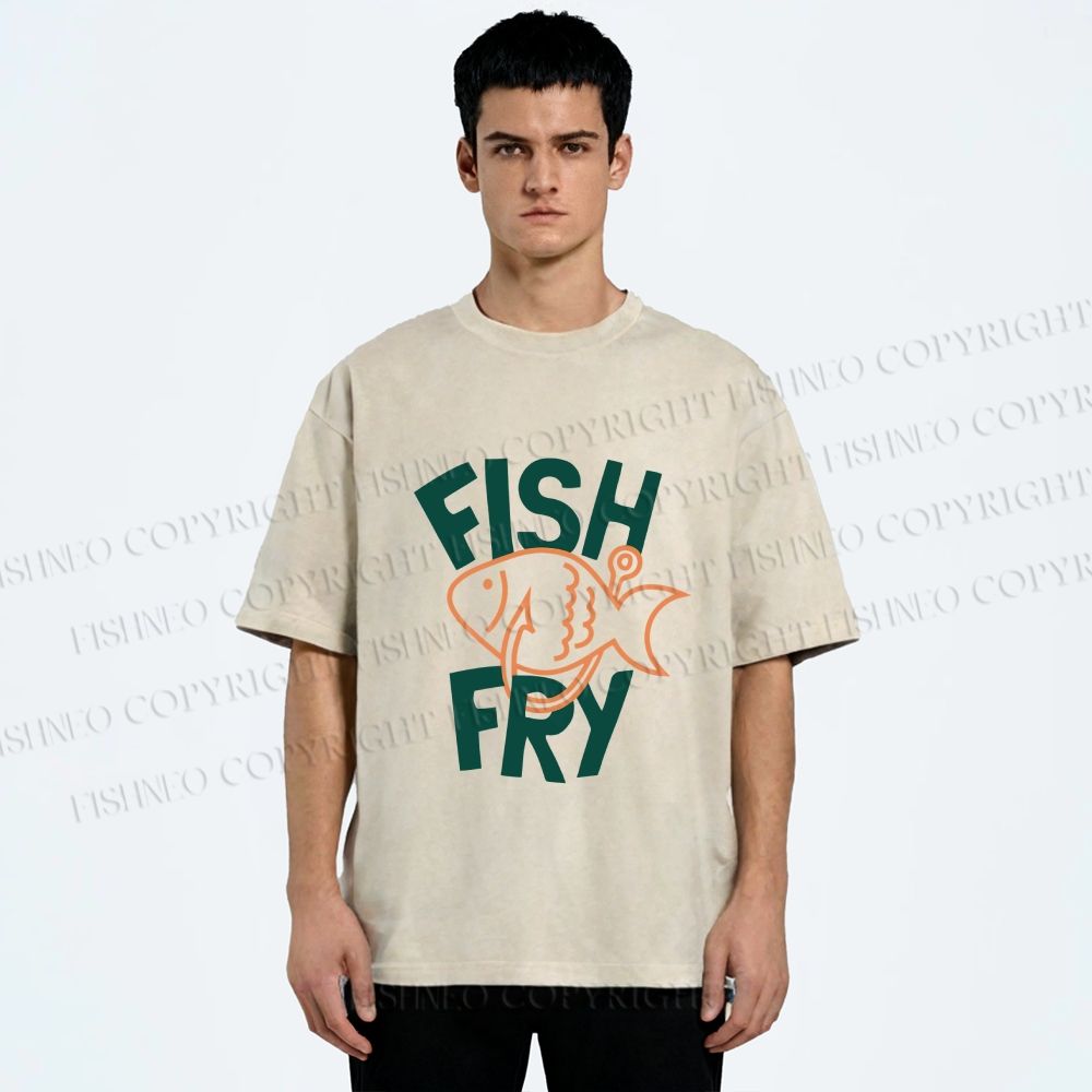 Unisex Fish Fry Printed Washed Tee