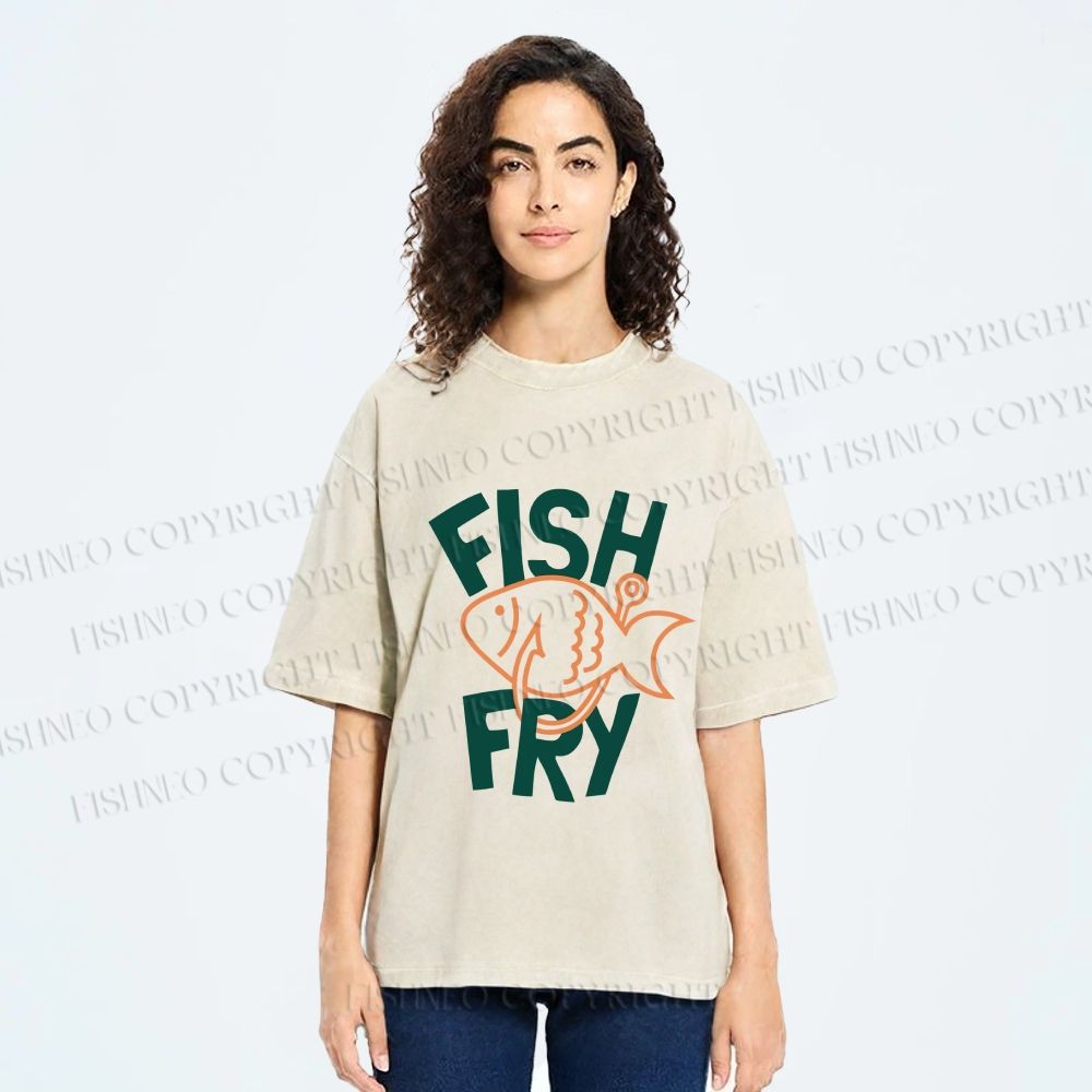 Unisex Fish Fry Printed Washed Tee