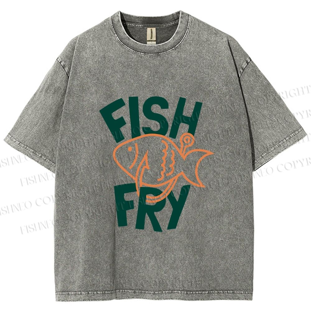 Unisex Fish Fry Printed Washed Tee