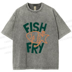 Unisex Fish Fry Printed Washed Tee