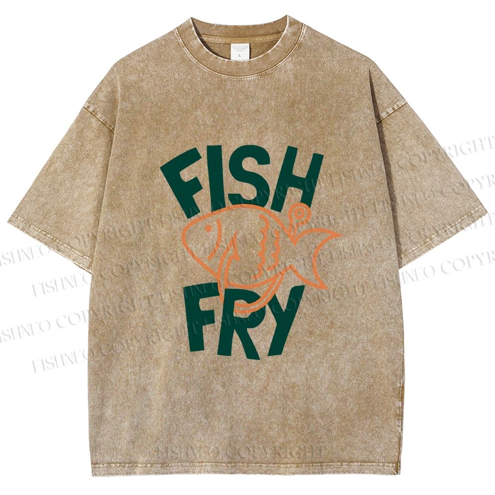 Unisex Fish Fry Printed Washed Tee