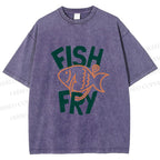 Unisex Fish Fry Printed Washed Tee