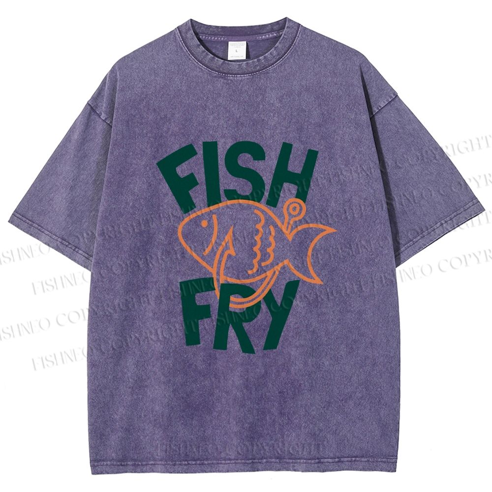 Unisex Fish Fry Printed Washed Tee