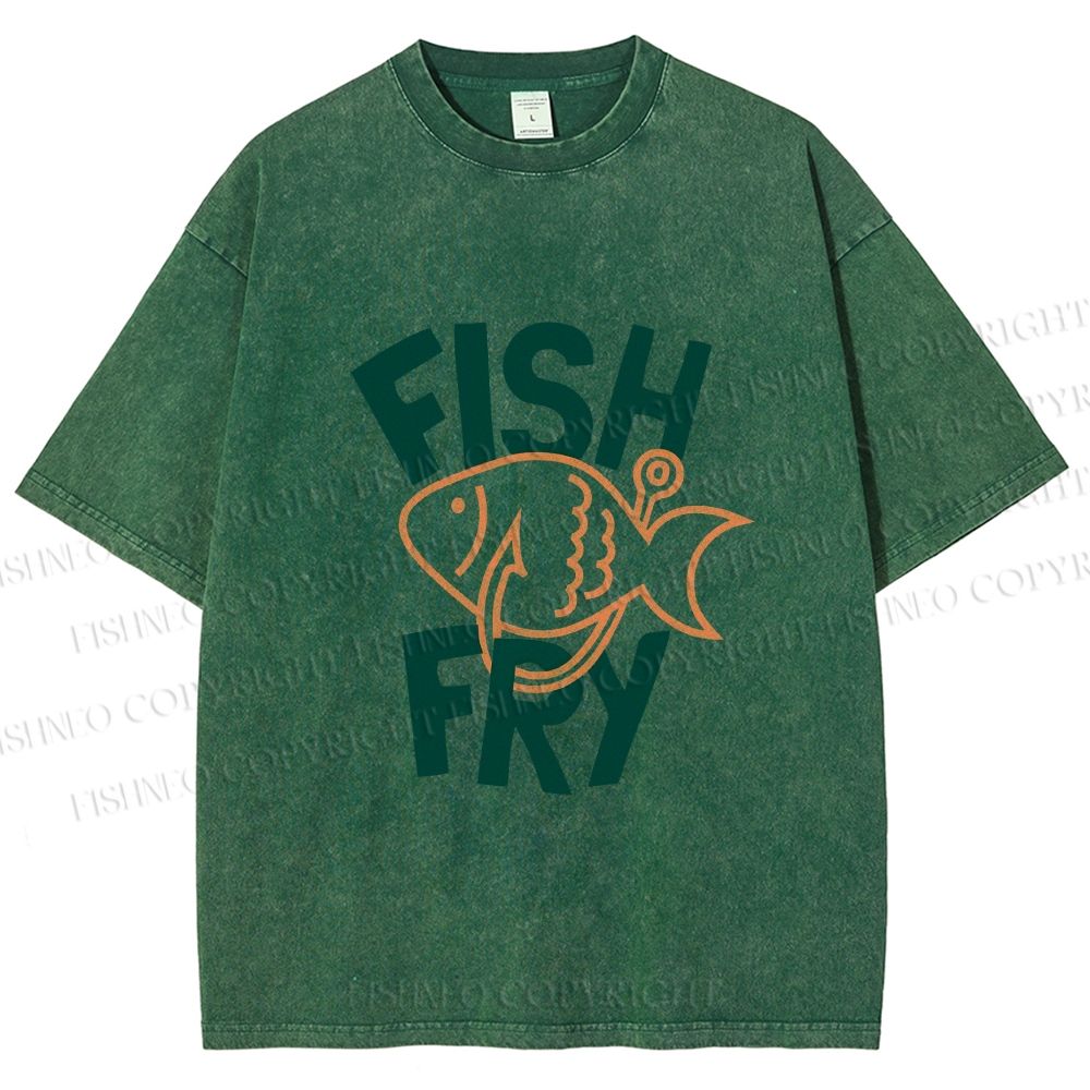 Unisex Fish Fry Printed Washed Tee