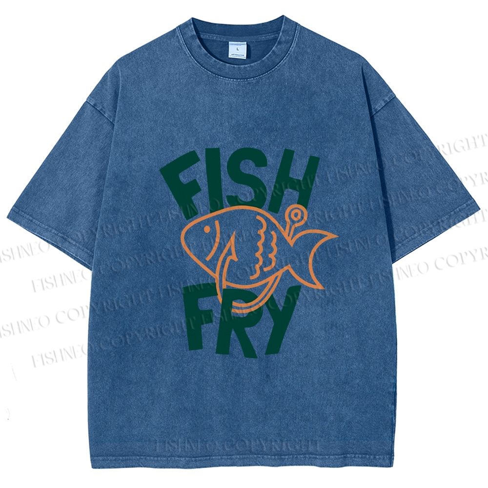 Unisex Fish Fry Printed Washed Tee