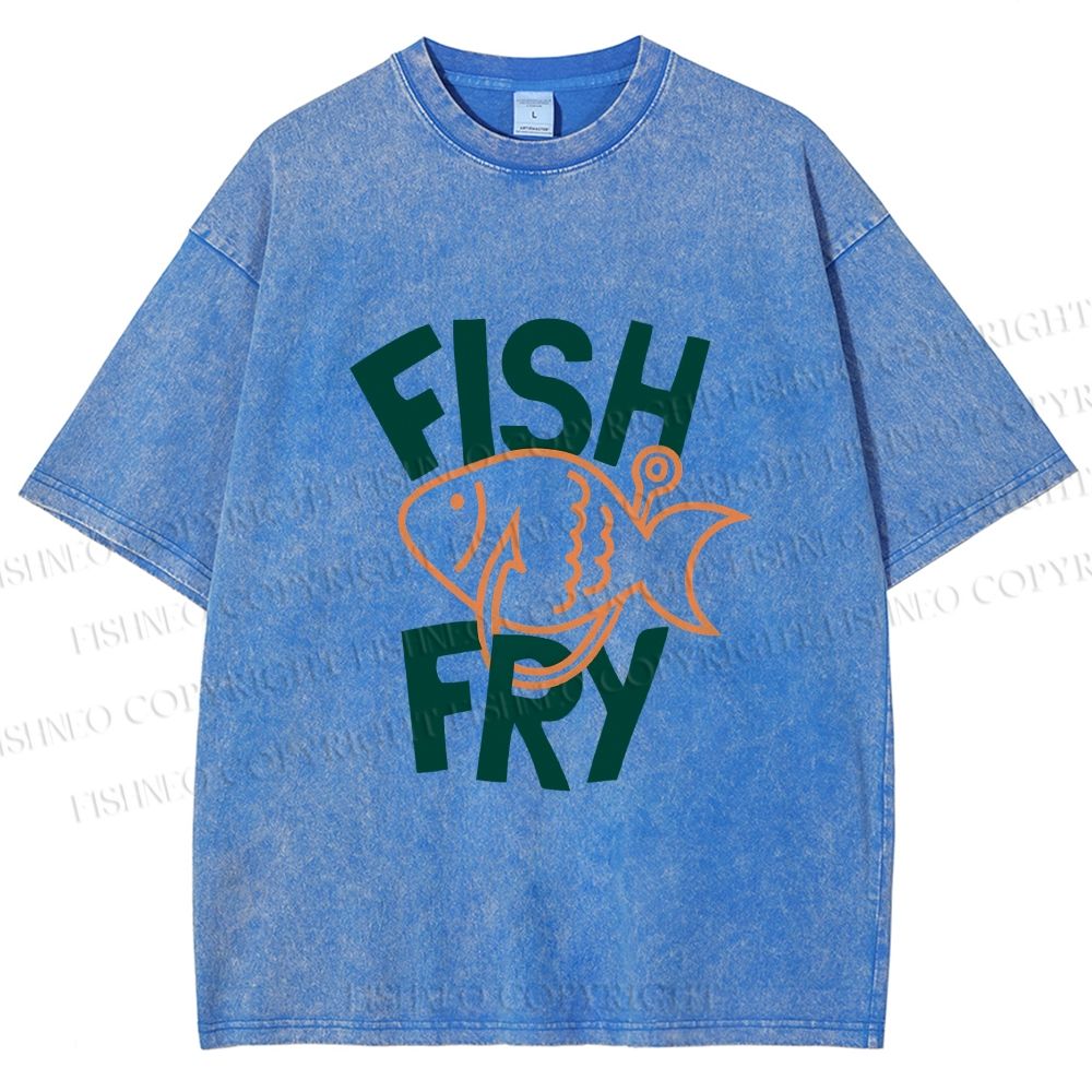 Unisex Fish Fry Printed Washed Tee