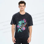 Unisex Japanese Ukiyo-e Sushi Fish Printed Washed Tee