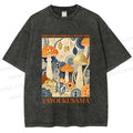 Unisex Yayoi Kusama Mushroom Printed Washed Tee