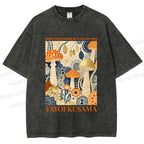 Unisex Yayoi Kusama Mushroom Printed Washed Tee