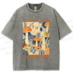 Unisex Yayoi Kusama Mushroom Printed Washed Tee