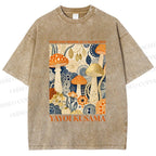 Unisex Yayoi Kusama Mushroom Printed Washed Tee