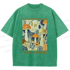 Unisex Yayoi Kusama Mushroom Printed Washed Tee