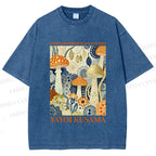 Unisex Yayoi Kusama Mushroom Printed Washed Tee