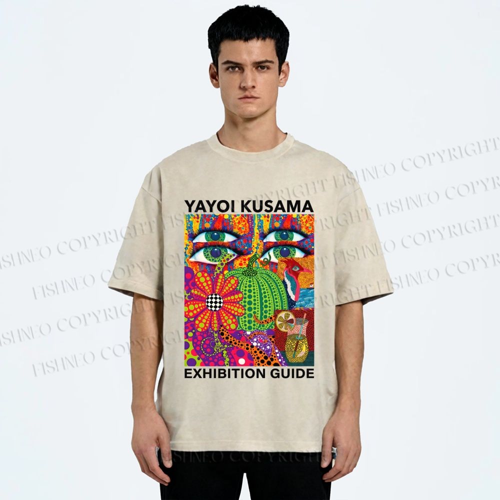Unisex Yayoi Kusama Exhibition Guide Printed Washed Tee