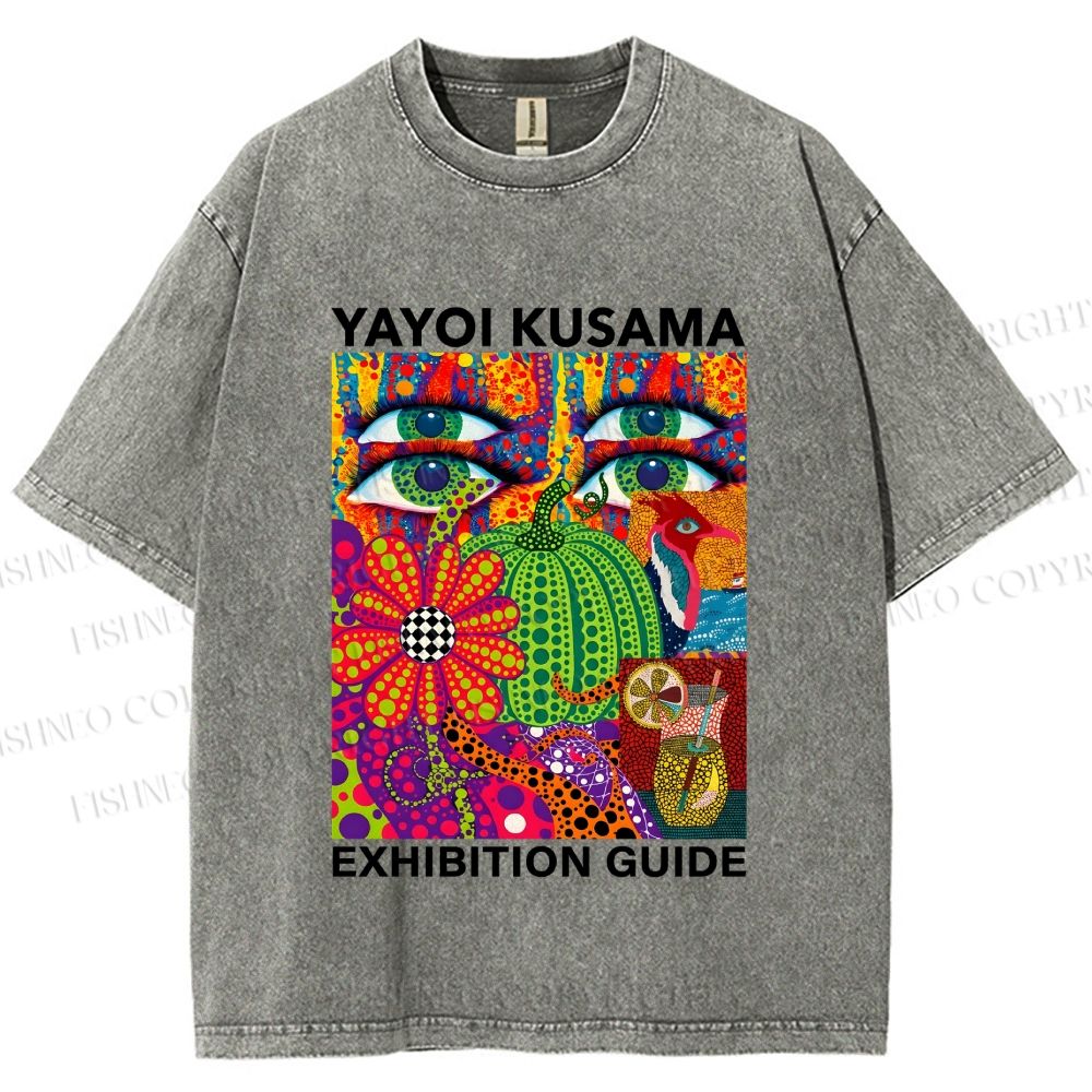 Unisex Yayoi Kusama Exhibition Guide Printed Washed Tee