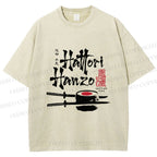 Unisex Hattori Hanzo Sushi Graffiti Printed Washed Tee