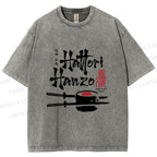Unisex Hattori Hanzo Sushi Graffiti Printed Washed Tee