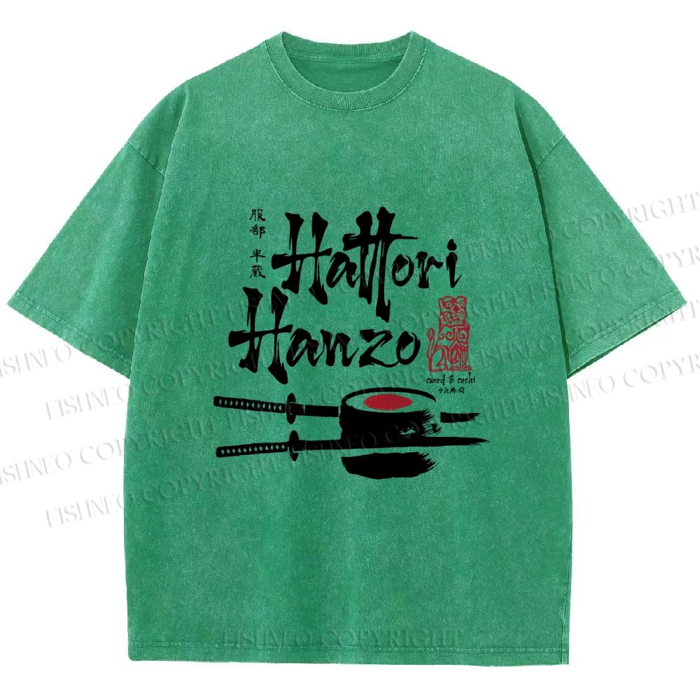 Unisex Hattori Hanzo Sushi Graffiti Printed Washed Tee