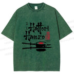Unisex Hattori Hanzo Sushi Graffiti Printed Washed Tee