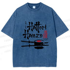Unisex Hattori Hanzo Sushi Graffiti Printed Washed Tee