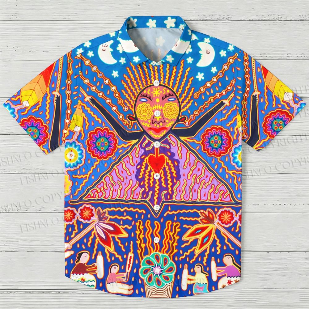 Huichol Grandfather Fire Hawaiian Shirt