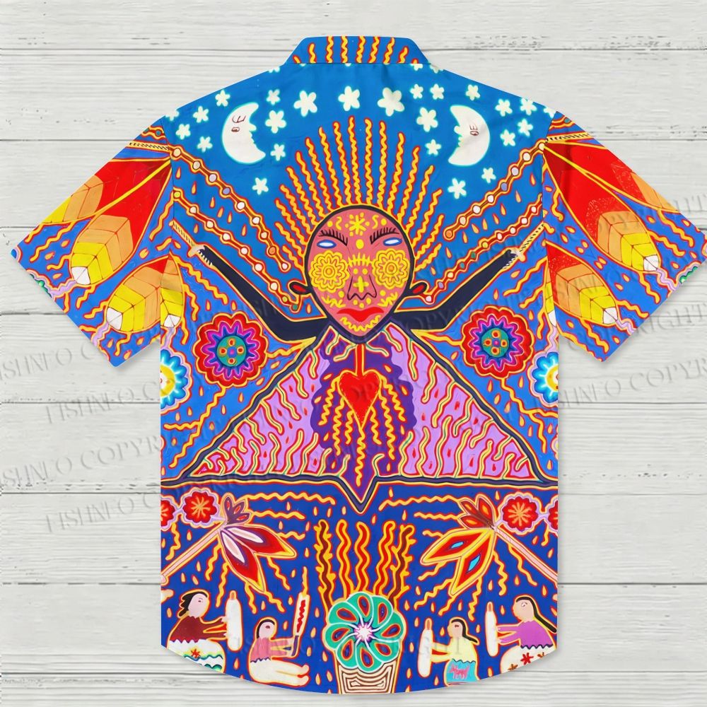 Huichol Grandfather Fire Hawaiian Shirt