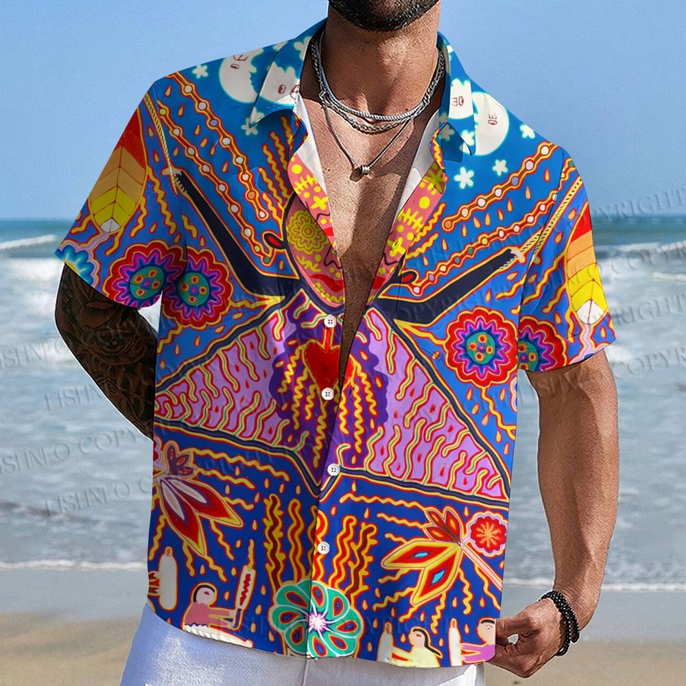 Huichol Grandfather Fire Hawaiian Shirt