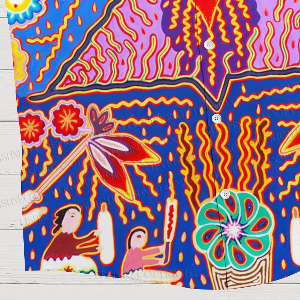 Huichol Grandfather Fire Hawaiian Shirt