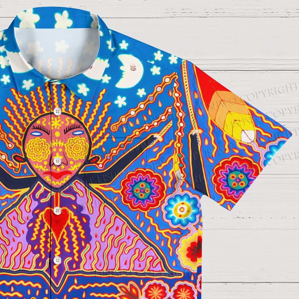 Huichol Grandfather Fire Hawaiian Shirt
