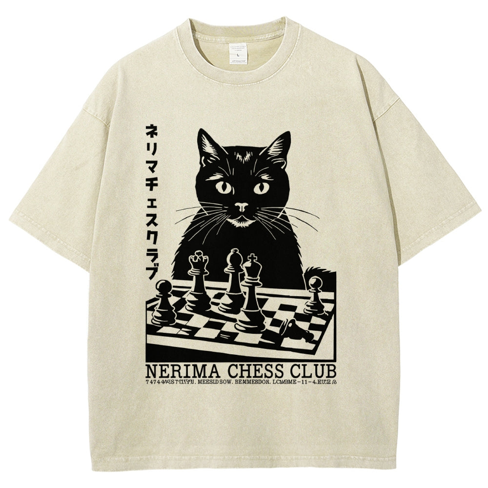 Cat Chess Club Vintage Washed T-shirt