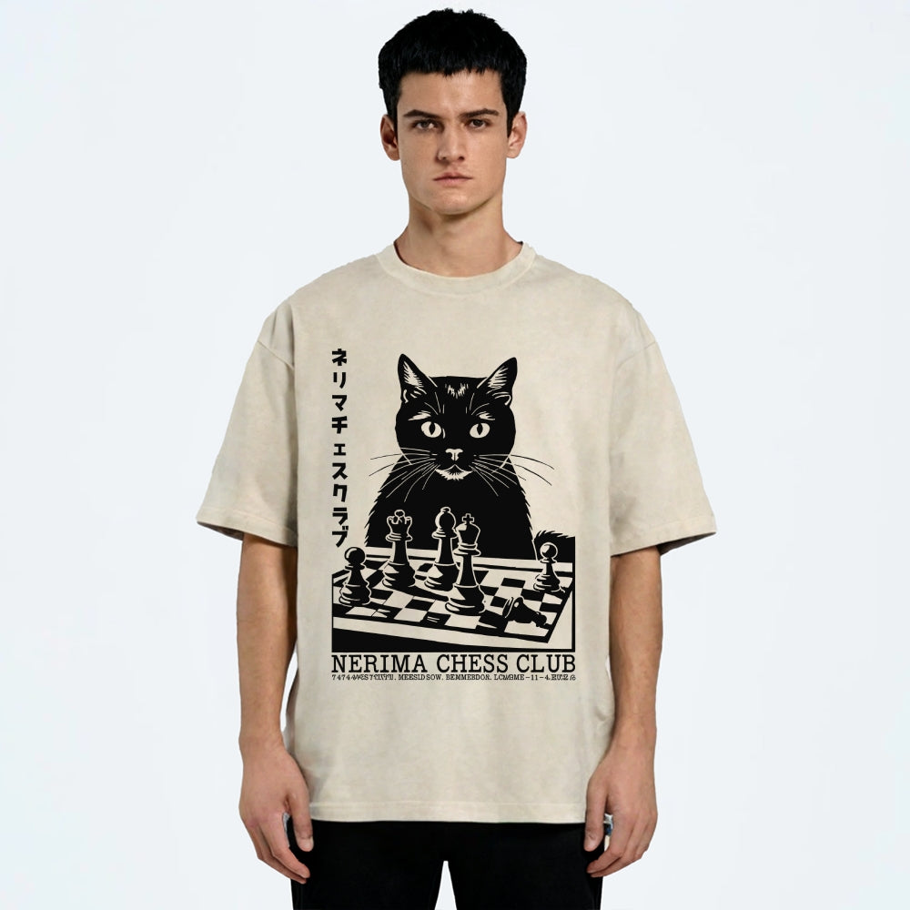 Cat Chess Club Vintage Washed T-shirt