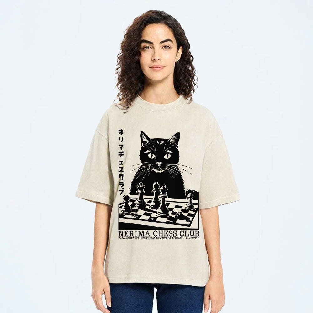Cat Chess Club Vintage Washed T-shirt