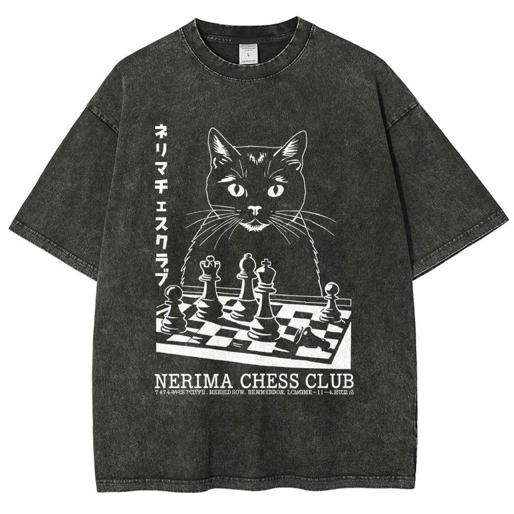 Cat Chess Club Vintage Washed T-shirt