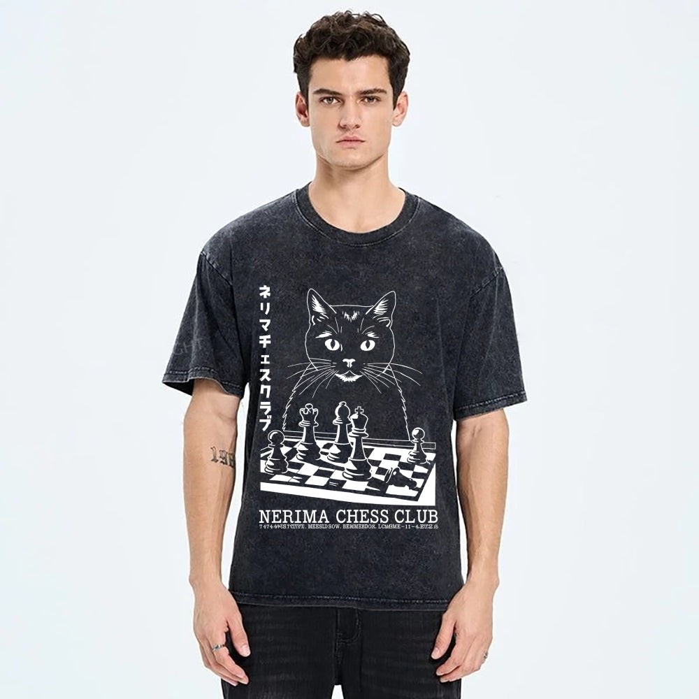 Cat Chess Club Vintage Washed T-shirt