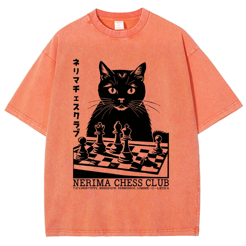 Cat Chess Club Vintage Washed T-shirt
