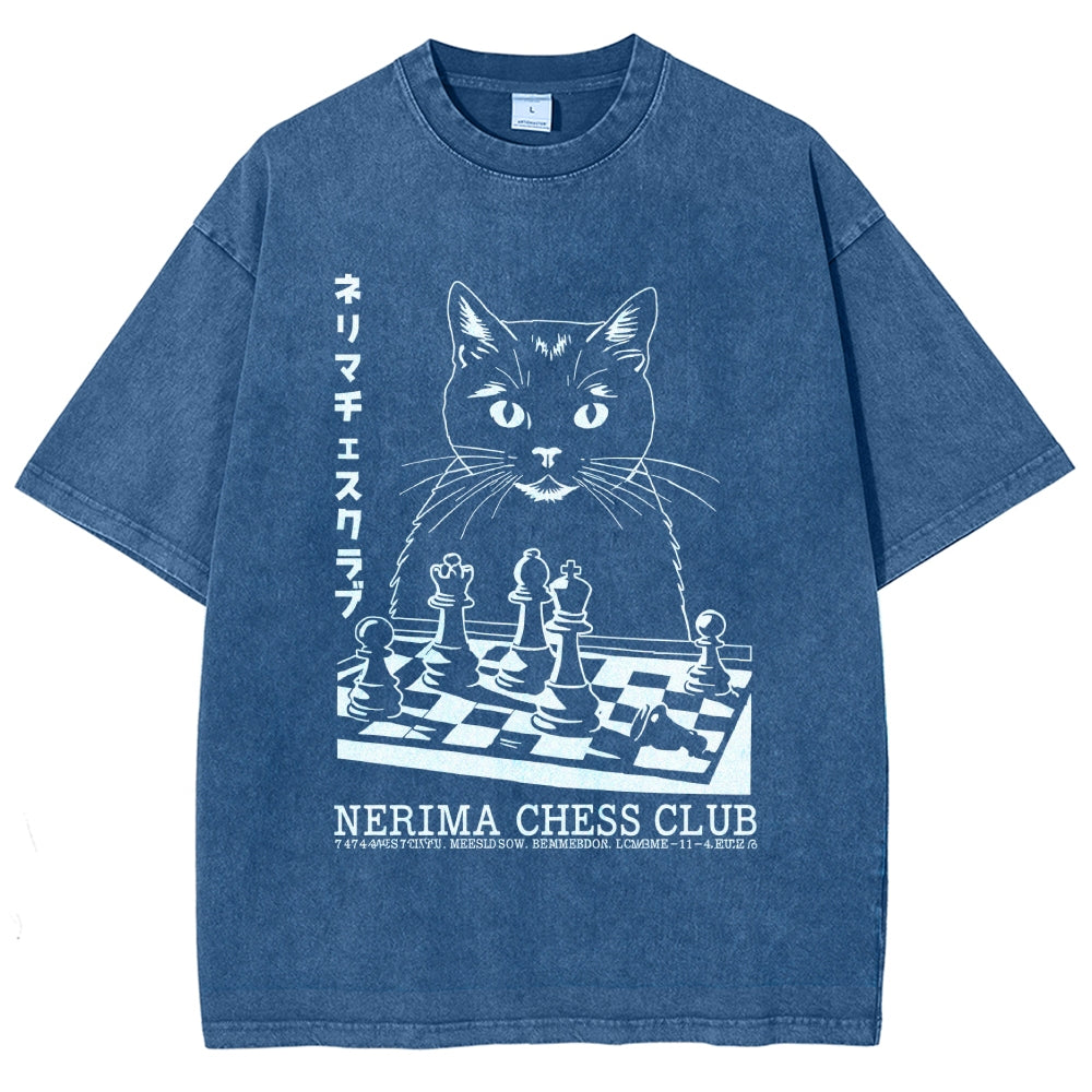 Cat Chess Club Vintage Washed T-shirt