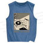 Unisex Best Cat DJ Ever Printed Washed Tank Top