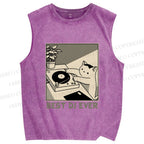 Unisex Best Cat DJ Ever Printed Washed Tank Top