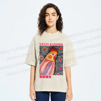 Unisex Yayoi Kusama Parrot Printed Washed Tee