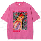 Unisex Yayoi Kusama Parrot Printed Washed Tee