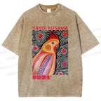 Unisex Yayoi Kusama Parrot Printed Washed Tee