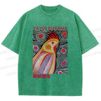 Unisex Yayoi Kusama Parrot Printed Washed Tee