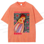 Unisex Yayoi Kusama Parrot Printed Washed Tee