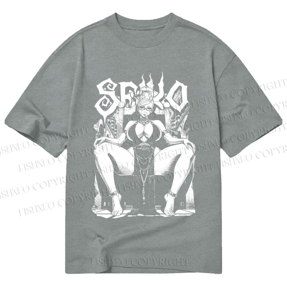 Unisex Classic Cotton Vintage Anime Woman Printed T-shirt