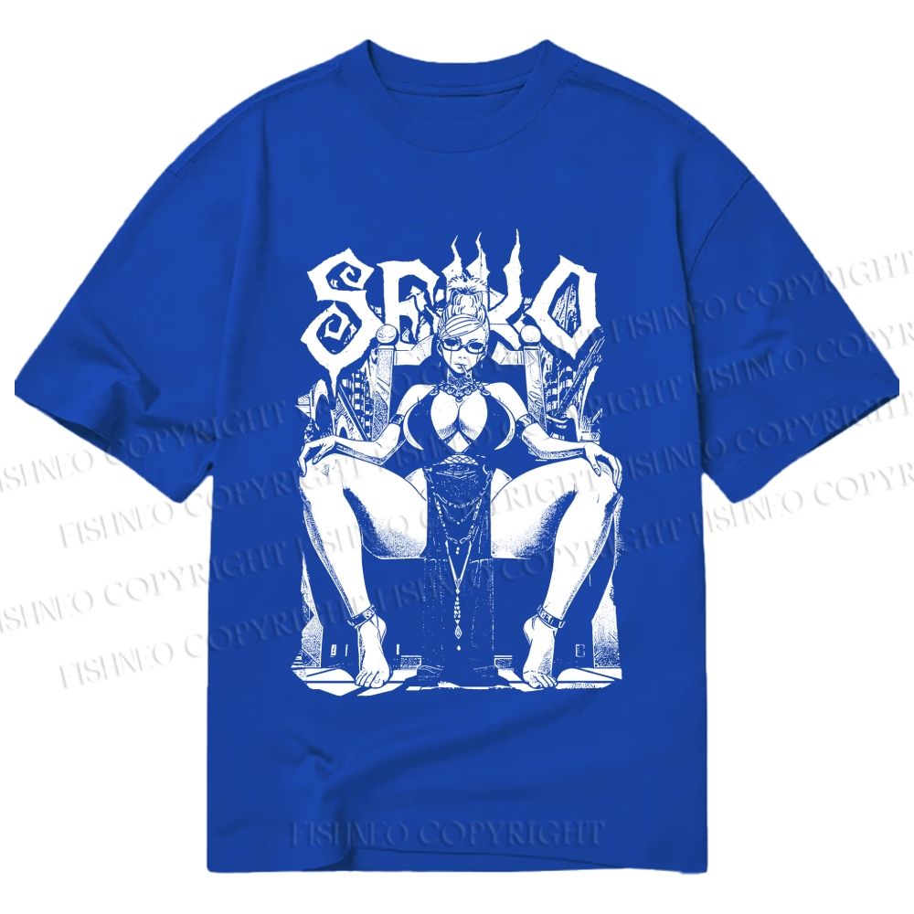 Unisex Classic Cotton Vintage Anime Woman Printed T-shirt