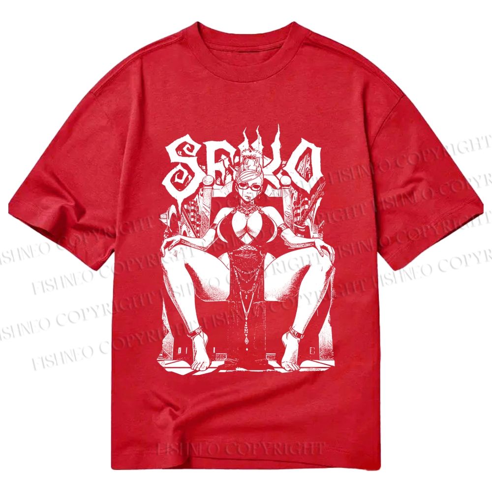 Unisex Classic Cotton Vintage Anime Woman Printed T-shirt
